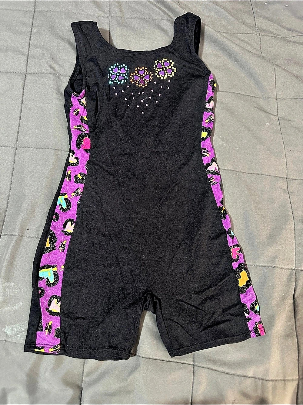 Motionwear Girls Athletic Romper Black & Pink Size Medium